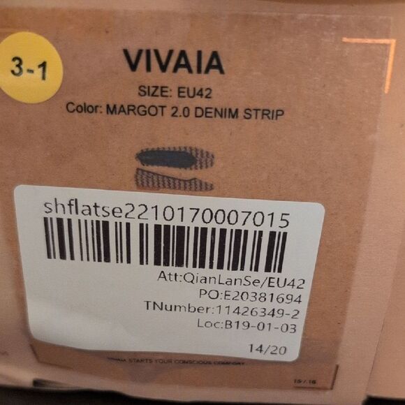 Vivaiva Margo 2.0 Square Toe V-Cut Flats Denim Stripe Size EU42 NWT - Picture 5 of 11